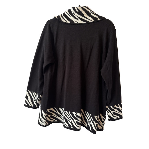 Briggs Women's 1X Chic Zebra Cowl Neck Relaxed Soft Tunic Sweater Edgy Office - Picture 2 of 9